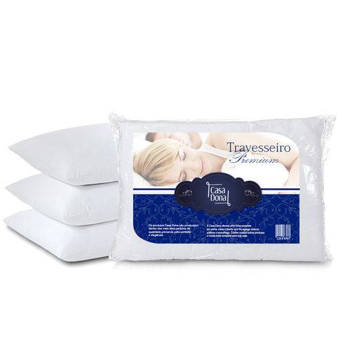 Kit 4 Travesseiros Percal Premium 50x70cm Casa Dona 200 Fios Siliconada Branco