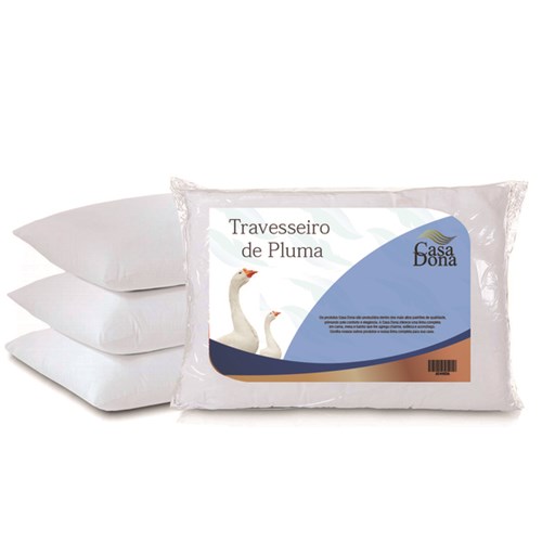 Tudo sobre 'Kit 4 Travesseiros Pluma de Ganso 50x70cm Casa Dona 200 Fios Branco'