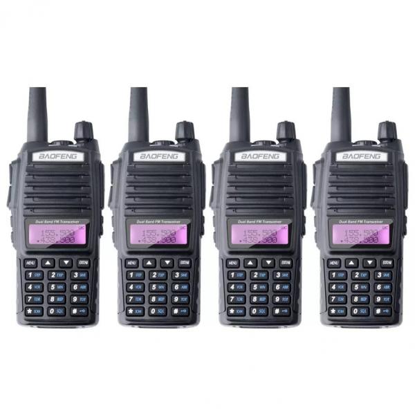 Kit 4 Walkie-talkie Uv-82 Rádio Comunicador Ptt - Baofeng
