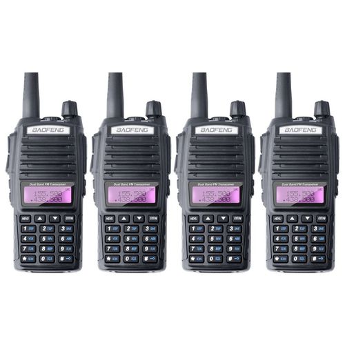 Kit 4 Walkie-talkie Uv-82 Rádio Comunicador Ptt Baofeng