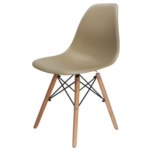 Cadeira Charles Eames Wood Base Madeira - Design - Pp-638 - Marca Inovartte - Cor Begê/Nude