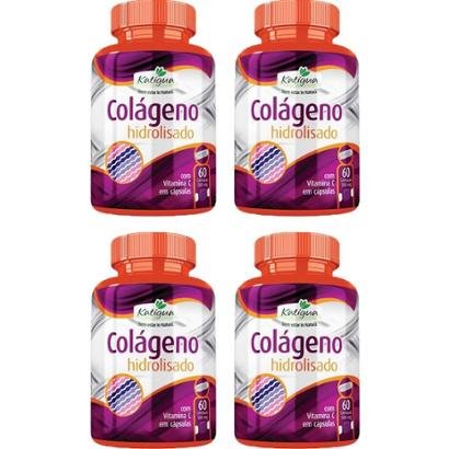 Kit 4x Colágeno Hidrolisado com Vitamina C 60 Cápsulas - Katigua