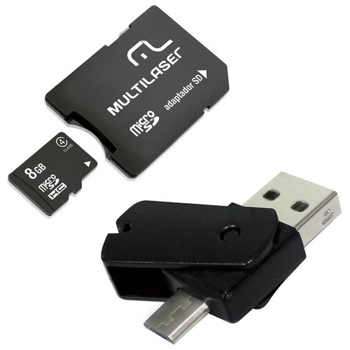 Kit 4x1: PenDrive 8GB Dual OTG, Cartão de Memória - MC130