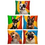 Kit 5 Almofadas Decorativas Cachorros para Sofá 40cm X 40cm
