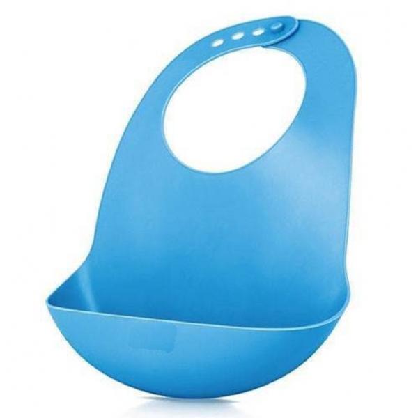 Kit 5 Babador de Silicone Azul para Bebê Menino Mimostyle