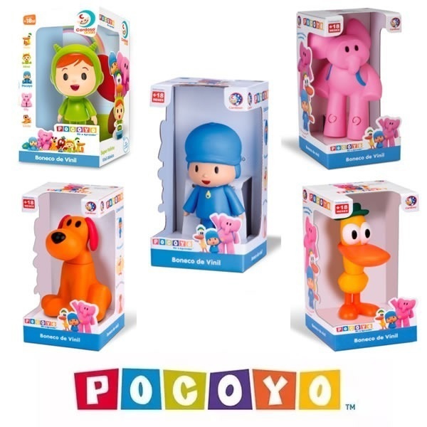 Kit 5 Bonecos de Vinil - Pocoyo Elly Nina Loula Pato - Cardoso Toys