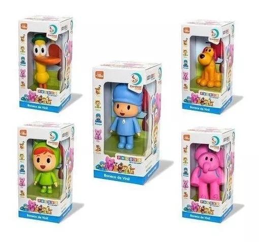 Kit 5 Bonecos Pocoyo de Vinil + Elly Nina Loula Pato - Cardoso Toys