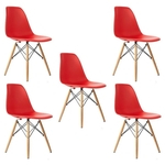 Kit 5 Cadeiras Charles Eames - Vermelho