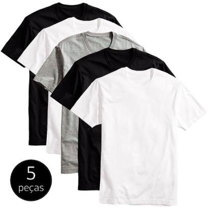 Kit 5 Camisetas Básicas Masculina T-Shirt Algodão Colors Tee
