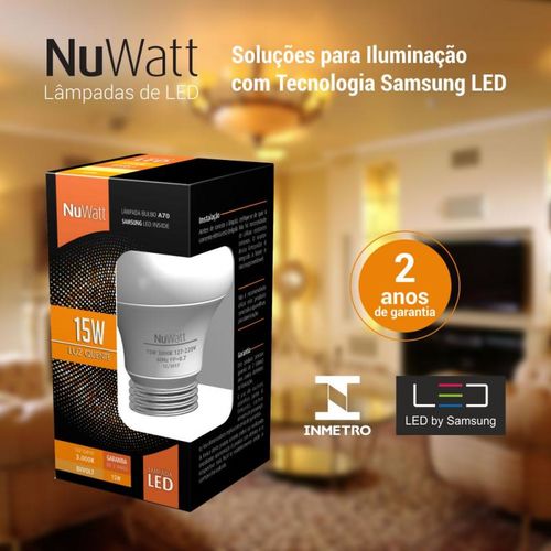 Kit 5 Lampada Led Bulbo 15w Samsung A60 E27 Luz Quente Amare
