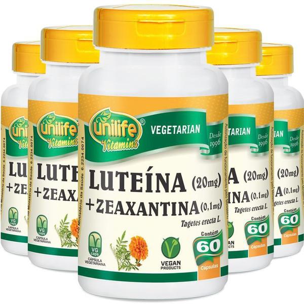 Kit 5 Luteína e Zeaxantina Unilife 60 Cápsulas
