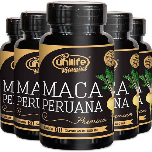 Tudo sobre 'Kit 5 Maca Peruana Premium 550mg Unilife 60 Capsulas'