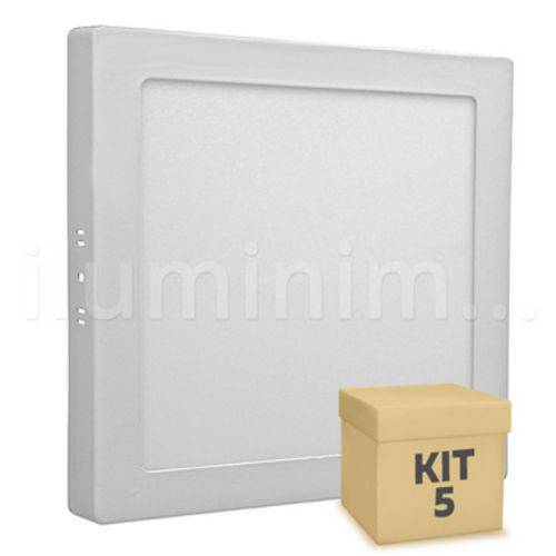 Tamanhos, Medidas e Dimensões do produto Kit 5 Painel Plafon Sobrepor Led 18w Branco Quadrado
