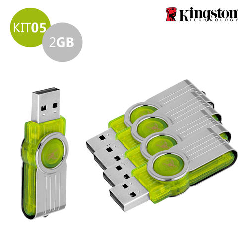 Tudo sobre 'Kit 5 Pen Drive Kingston 2gb Usb 2.0 Datatraveler 101 G2 – Verde'