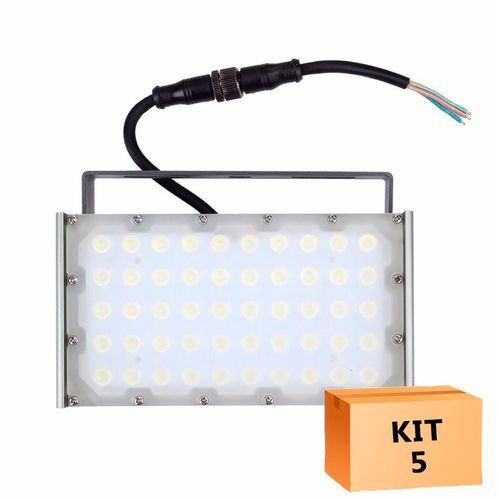 Tudo sobre 'Kit 5 Refletor Modular de Led 50w Branco Frio à Prova D'agua Ip68'