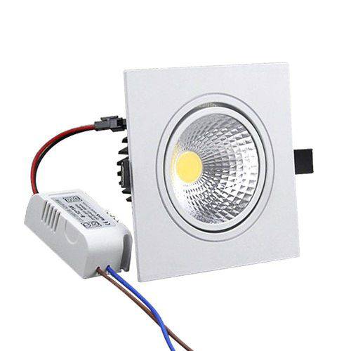 Kit 5 Spot Led Cob Direcionável Embutir Quadrado 6000k 12x12cm 7w Bivolt