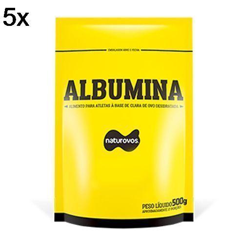 Kit 5X Albumina - 500g Refil Morango - Naturovos