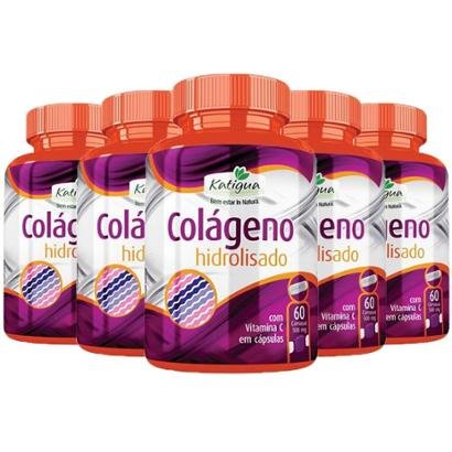 Kit 5x Colágeno Hidrolisado com Vitamina C 60 Cápsulas - Katigua