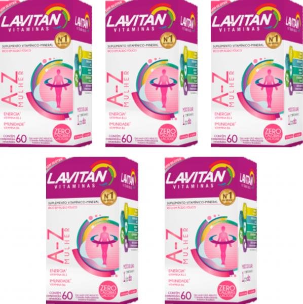 Kit 5x Lavitan A-z Mulher - Polivitamínico 60 Comprimidos