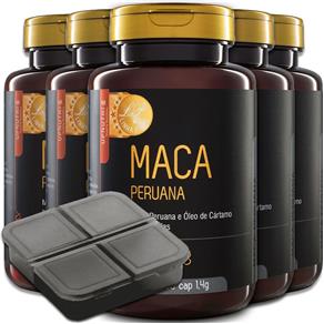 Kit 5x Maca Peruana 60 Cápsulas Upnutri + Porta Comprimidos