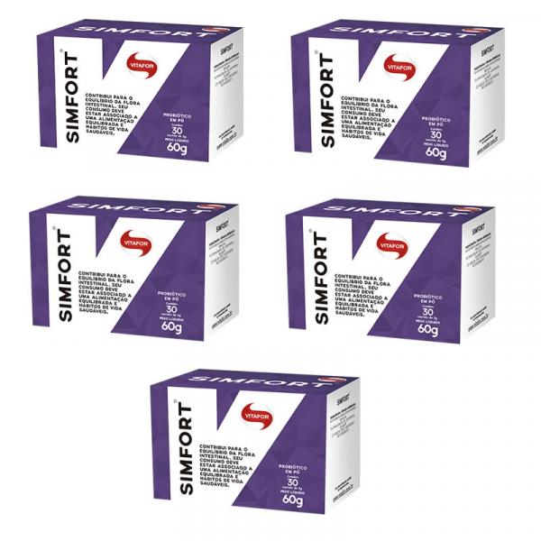 Kit 5X Simfort 30 Sachês de 2g- Mix de Probióticos - Vitafor