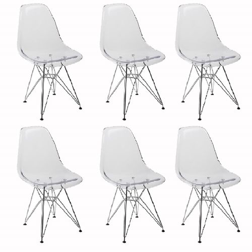 Kit 6 Cadeiras Eames Eiffel Transparente Pc Or Design 1101