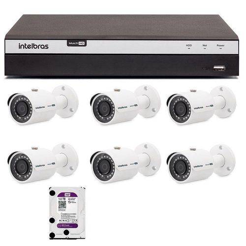 Kit 6 Câmeras de Segurança 4MP 2k Intelbras VHD 3430 B + DVR Intelbras 4K + HD WD Purple + Acessório