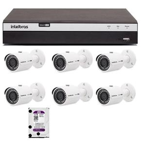 Kit 6 Câmeras de Segurança 4MP 2k Intelbras VHD 3430 B + DVR Intelbras 4K + HD WD Purple + Acessórios