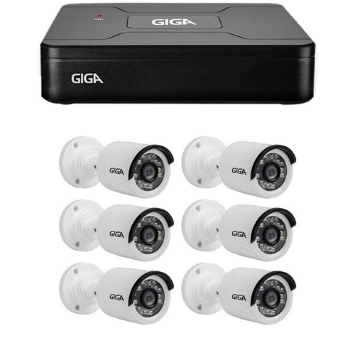 Kit 6 Câmeras de Segurança Hd 720P Giga Security Gs0013 + Dvr Giga Security Multi Hd + Acessórios