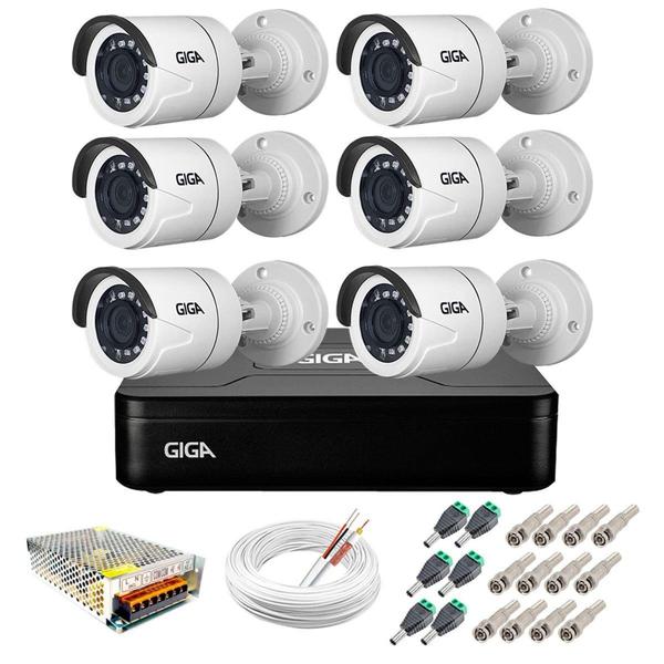 Kit 6 Câmeras de Segurança HD 720p Giga Security GS0018 + DVR Giga Security Multi HD + Acessórios
