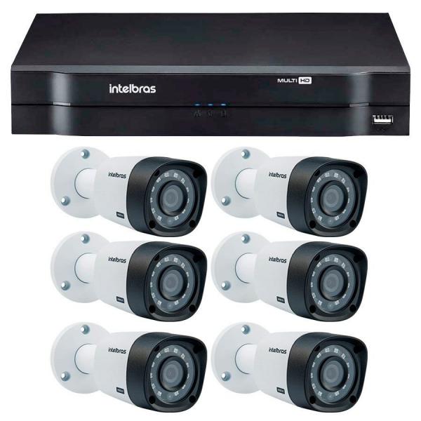 Kit 6 Câmeras de Segurança HD 720p Intelbras VHD 3130 B G4 + DVR Intelbras Multi HD + Acessórios