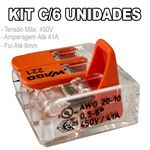 Kit 6 Conector Wago Emenda 3 Fios Mod. 221-613