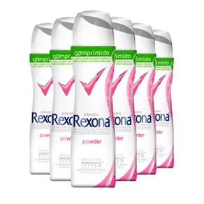 Kit 6 Desodorante Rexona Comprimido Feminino Aerosol Powder 56g