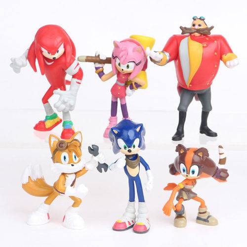 Tudo sobre 'Kit 6 Miniatura Super Sonic Boom Tails Robotinik Knuckles Amy'