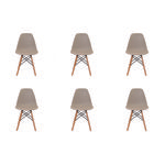 Kit 6 peças Cadeira Eames Eiffel Rivatti sem braço Pp Base Madeira Nude