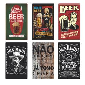 Tudo sobre 'Kit 6 Placas Decorativas Cerveja Retrô Jack Daniels'