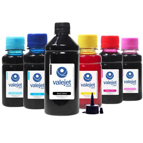 Kit 6 Tintas para Epson L810 | L-810 Corante Black 500ml Color 100ml