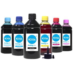 Kit 6 Tintas para Epson T673 Bulk Ink CMYK 500ml Corante Koga