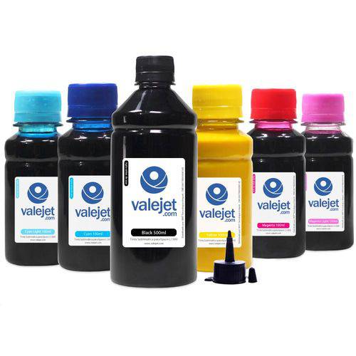 Kit 6 Tintas Sublimáticas para Epson L1300 | L-1300 Bulk Ink Black 500ml Coloridas 100ml