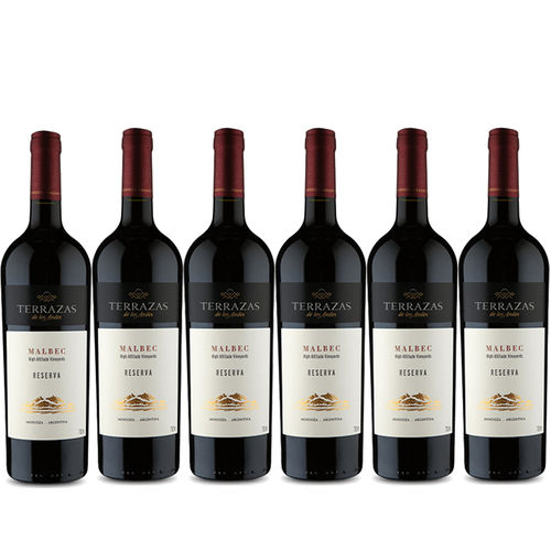 Kit 6 Unidades Vinho Terrazas Reserva Malbec 750ml - Preço Médio R$ 107,90un