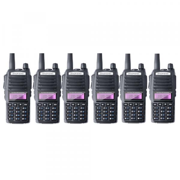 Kit 6 Walkie-talkie Uv-82 Rádio Comunicador Ptt - Baofeng