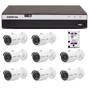 Kit 8 Câmeras de Segurança 4MP 2k Intelbras VHD 3430 B + DVR Intelbras 4K + HD WD Purple + Acessórios