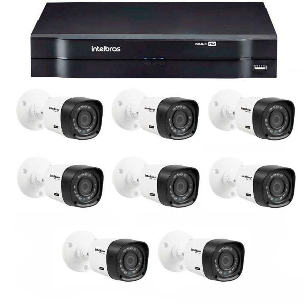 Kit 8 Câmeras de Segurança HD 720p Intelbras VHD 1120B G4 + DVR Intelbras Multi HD + Acessórios