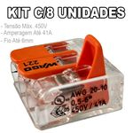 Kit 8 Conector Wago Emenda 3 Fios Mod. 221-613