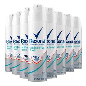 Kit 8 Desodorante Aerosol Rexona Feminino Antibacterial Fresh 90g