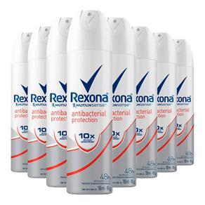 Kit 8 Desodorante Aerosol Rexona Feminino Antibacterial Protection - 90g