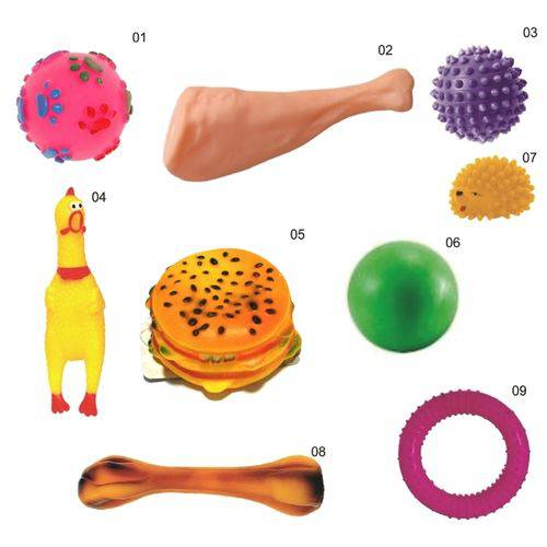 Tudo sobre 'Kit 9 Mordedor Brinquedos de Borracha P/ Cães Cachorro - Pet'