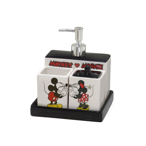 Tudo sobre 'Kit Acessório para Bancada Multicolorido em Cerâmica 4 Peças Mickey Mouse e Minnie'