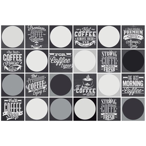 Tudo sobre 'Kit Adesivo de Azulejo Coffe Due Cinza 15x15cm 24 Peças Inspire'