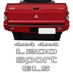 Kit Adesivos L200 Sport Gls 4x4 Mitsubishi Resinado Escovado